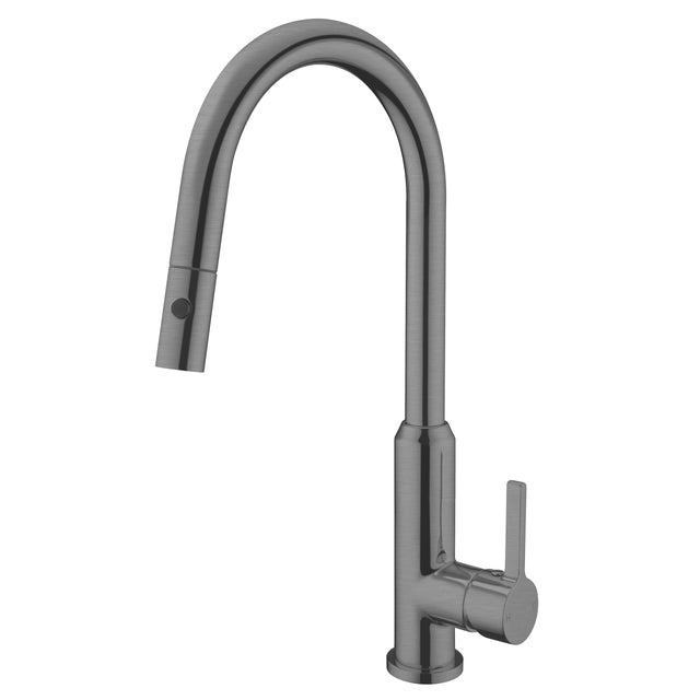 Nero Pearl Pull Out Sink Mixer With Vegie Spray Function Gun Metal Tapware Nero