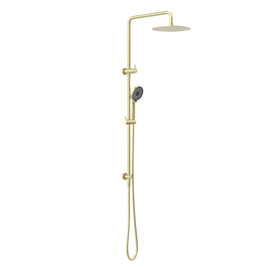 Nero Round Project Twin Shower Brushed Yellow Gold Shower Nero