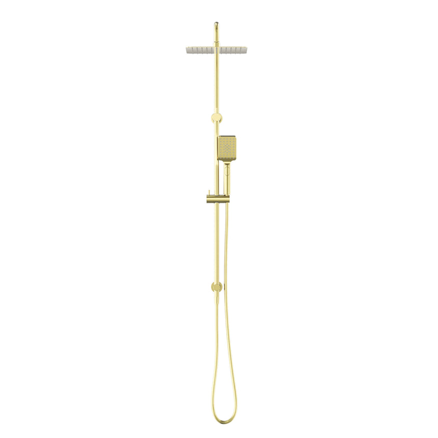 Nero Square Project Twin Shower Brushed Yellow Gold Shower Nero