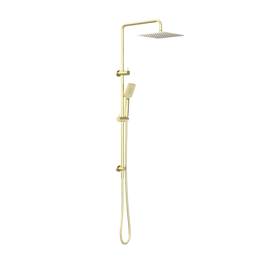 Nero Square Project Twin Shower Brushed Yellow Gold Shower Nero
