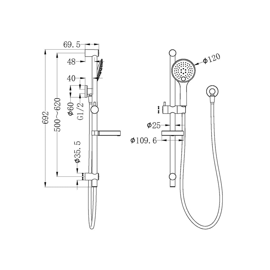Nero Project Rail Shower Brushed Nickel Shower Nero