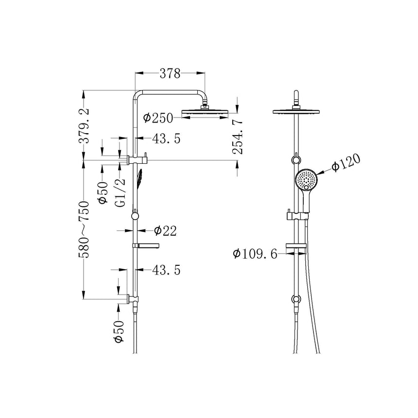 Nero Project Twin Shower Set Chrome Shower Nero