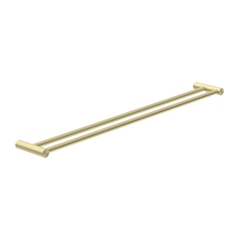 Nero New Mecca Double Towel Rail 800mm Brushed Yellow Gold Bathroom Accessories Nero