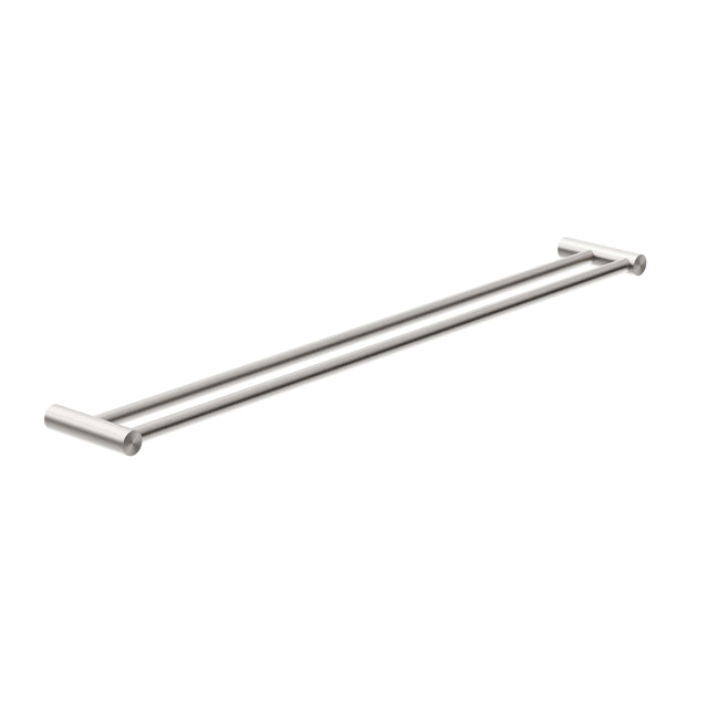Nero New Mecca Double Towel Rail 800mm Brushed Nickel Bathroom Accessories Nero