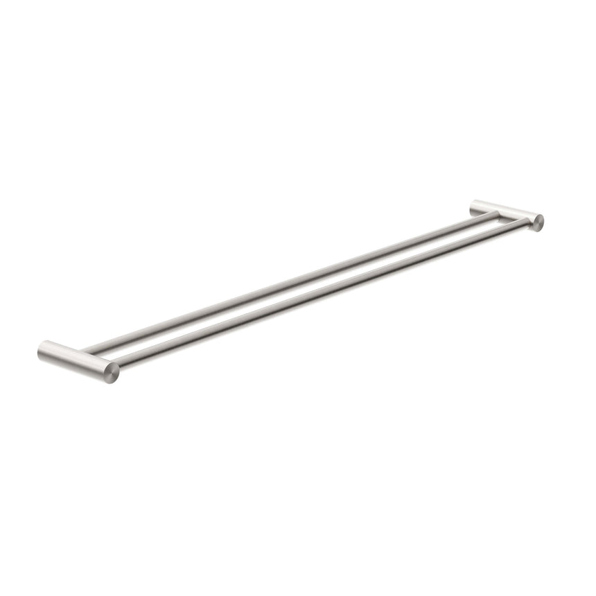 Nero New Mecca Double Towel Rail 800mm Brushed Nickel Bathroom Accessories Nero