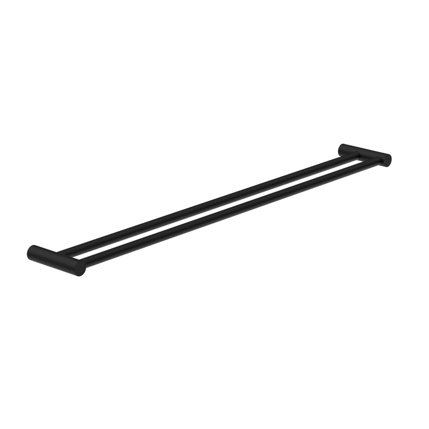 Nero New Mecca Double Towel Rail 800mm Matte Black Bathroom Accessories Nero