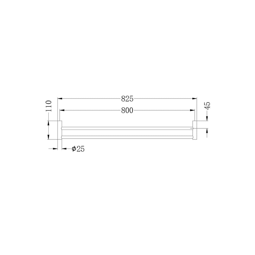Nero New Mecca Double Towel Rail 800mm Gun Metal Bathroom Accessories Nero