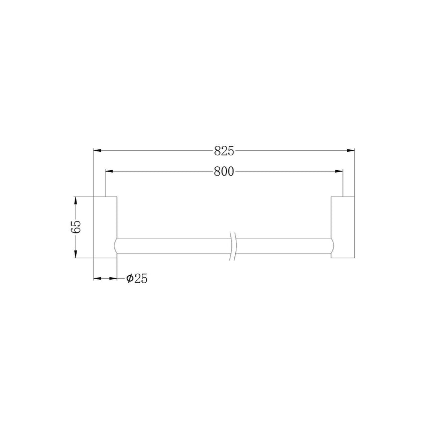 Nero New Mecca Single Towel Rail 800mm Brushed Nickel Bathroom Accessories Nero