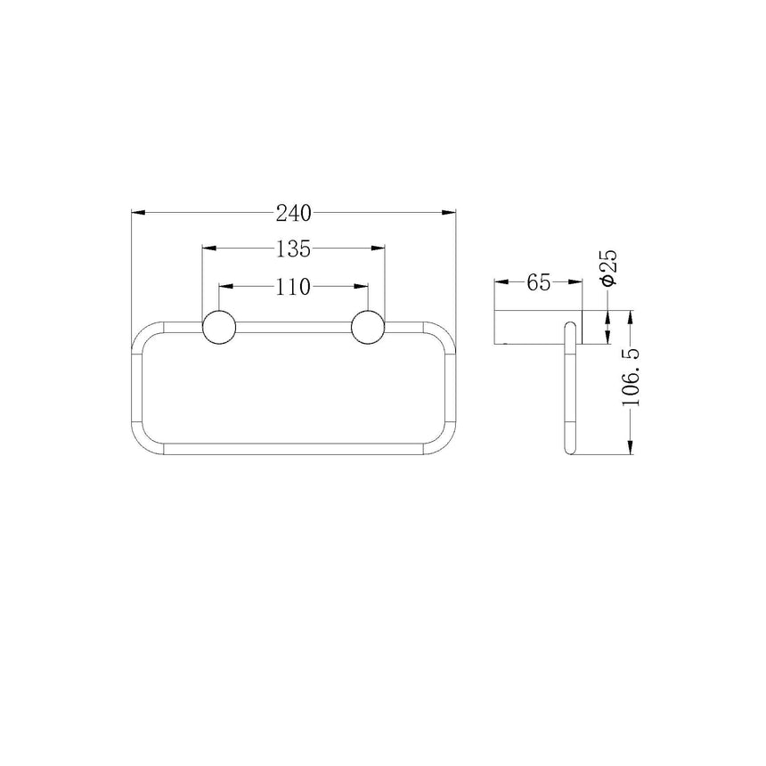Nero New Mecca Hand Towel Rail Gun Metal Bathroom Accessories Nero
