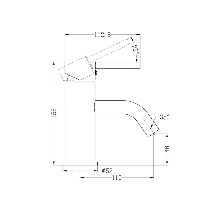 Nero Dolce Basin Mixer Matte Black NR250802aMB Tapware Nero