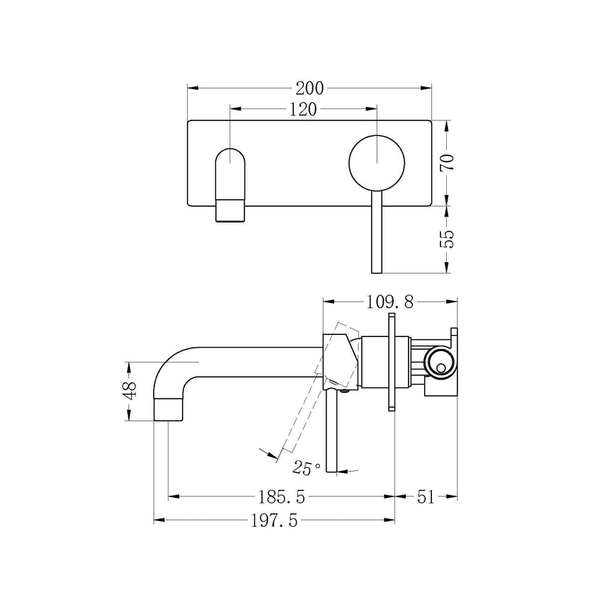 Nero Dolce Wall Basin/Bath Mixer Chrome Tapware Nero