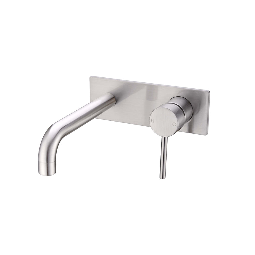 Nero Dolce Wall Basin/Bath Mixer Brushed Nickel Tapware Nero