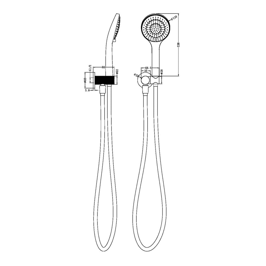 Nero Opal Shower Bracket With Air Shower Brushed Nickel Shower Nero