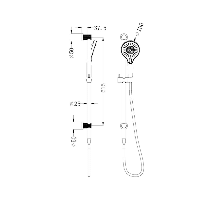 Nero Opal Shower Rail Brushed Nickel Shower Nero