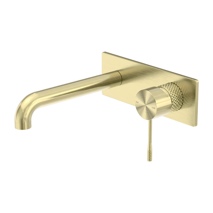 Nero Opal Square Wall Basin/Bath Mixer Brushed Yellow Gold Tapware Nero