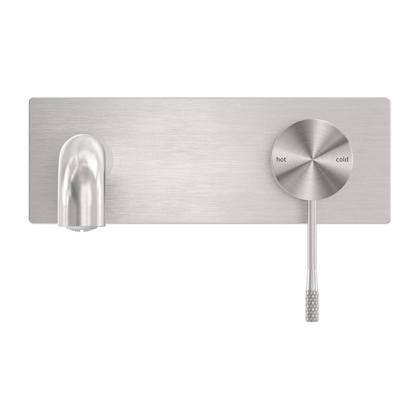 Nero Opal Square Wall Basin/Bath Mixer Brushed Nickel Tapware Nero