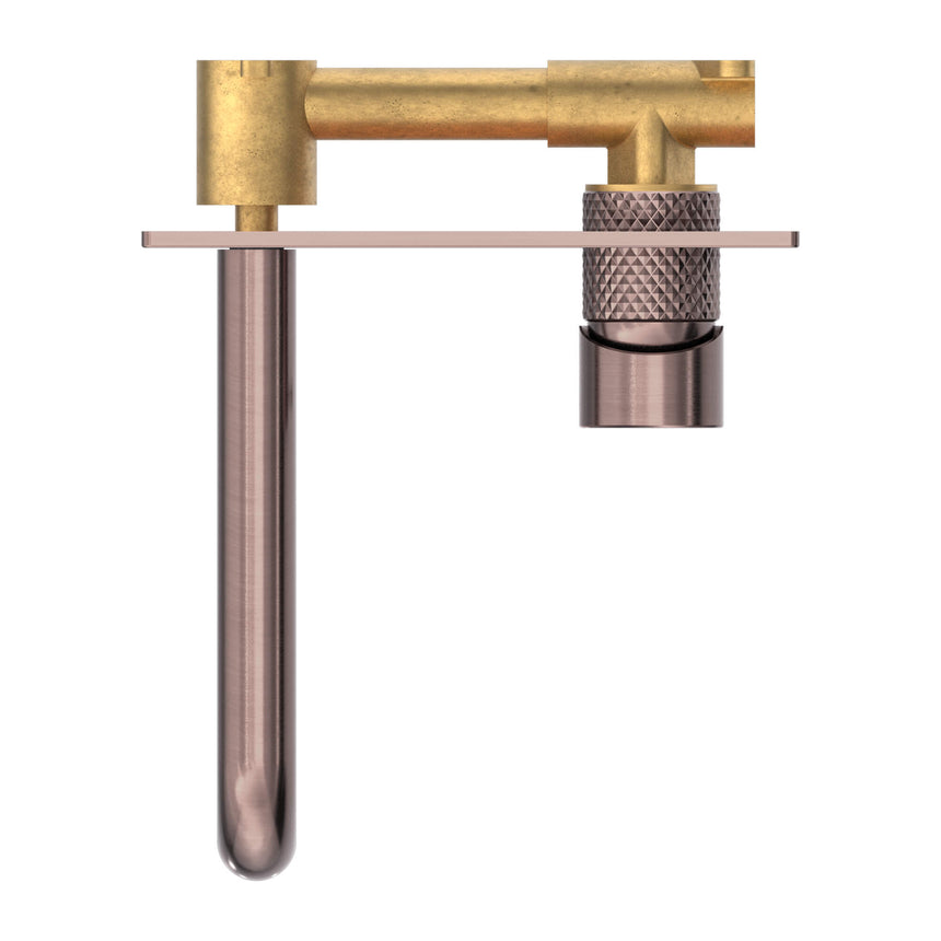 Nero Opal Square Wall Basin/Bath Mixer Brushed Bronze Tapware Nero