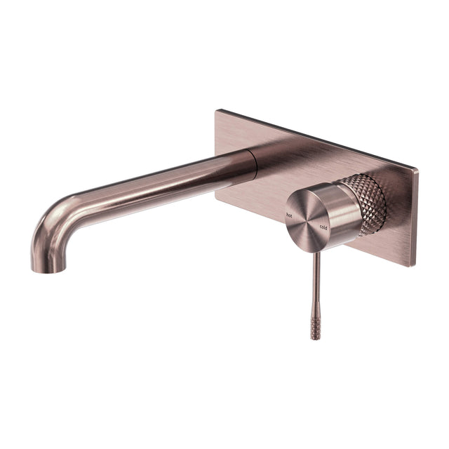 Nero Opal Square Wall Basin/Bath Mixer Brushed Bronze Tapware Nero