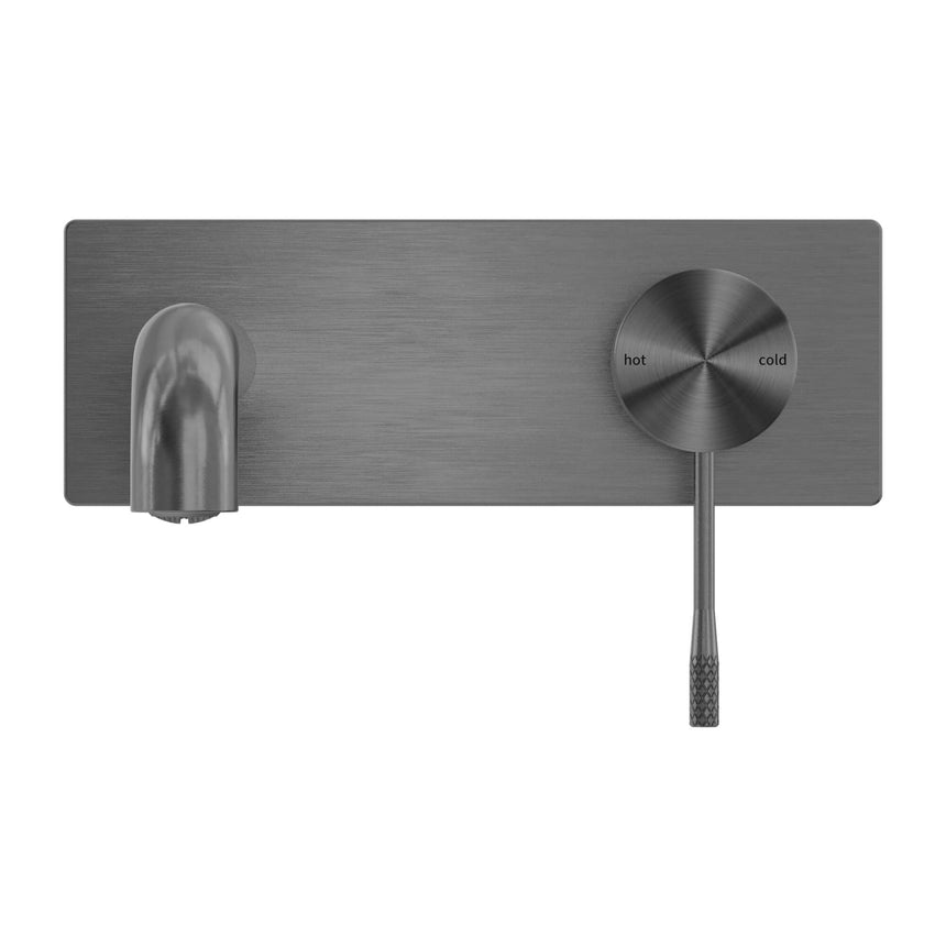 Nero Opal Square Wall Basin/Bath Mixer Graphite Tapware Nero