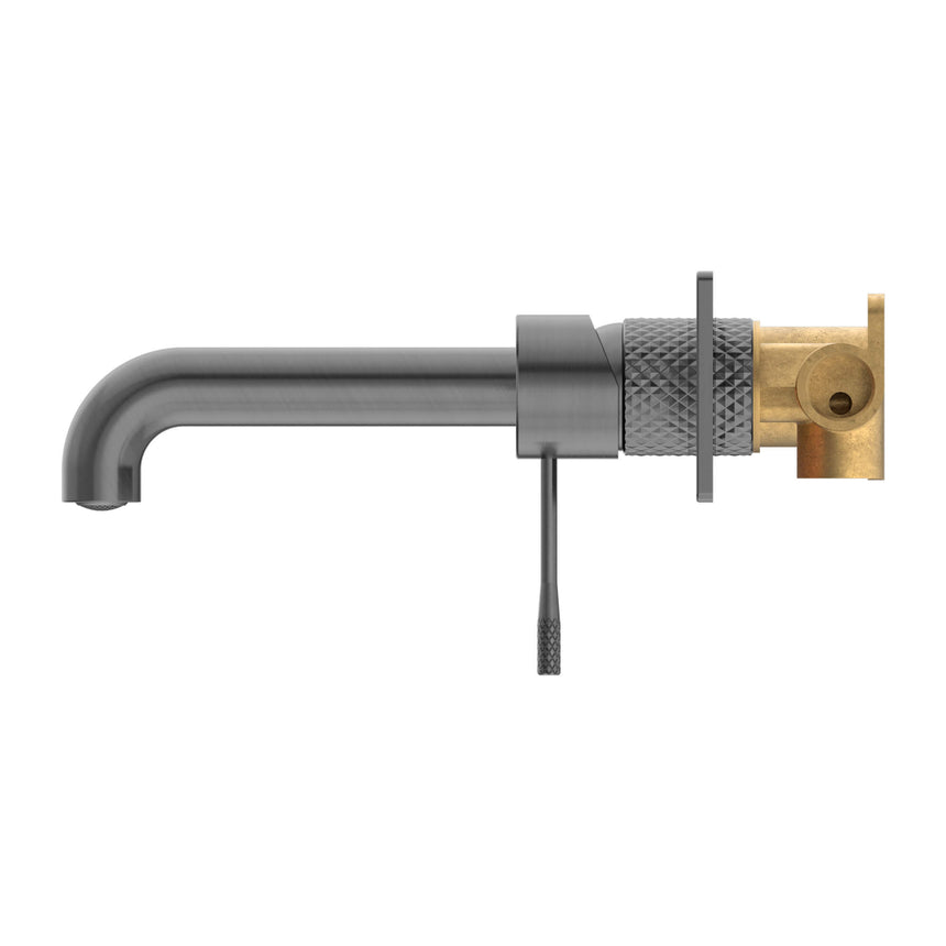 Nero Opal Square Wall Basin/Bath Mixer Graphite Tapware Nero