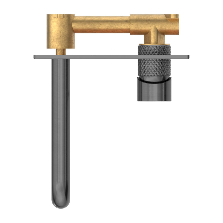 Nero Opal Square Wall Basin/Bath Mixer Graphite Tapware Nero