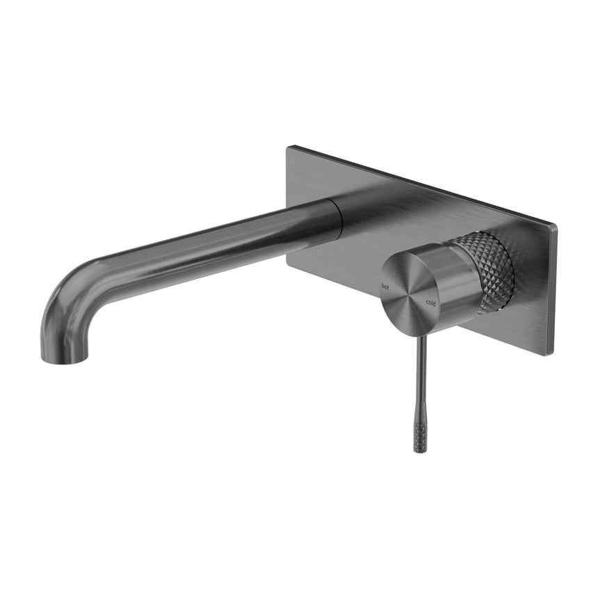 Nero Opal Square Wall Basin/Bath Mixer Graphite Tapware Nero