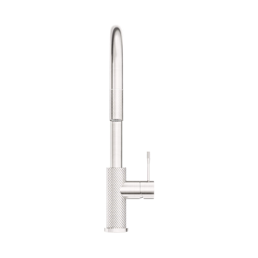 Nero Opal Pull Out Sink Mixer With Veige Spray Function Brushed Nickel Tapware Nero