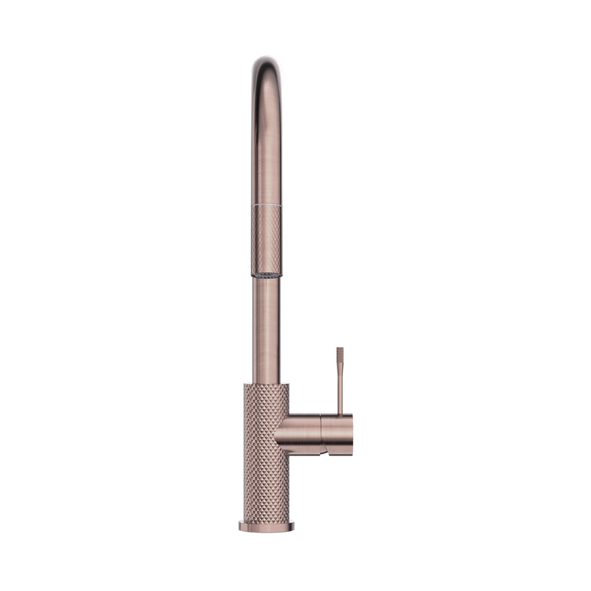 Nero Opal Pull Out Sink Mixer With Veige Spray Function Brushed Bronze Tapware Nero