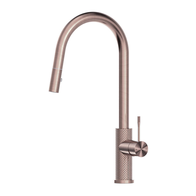 Nero Opal Pull Out Sink Mixer With Veige Spray Function Brushed Bronze Tapware Nero