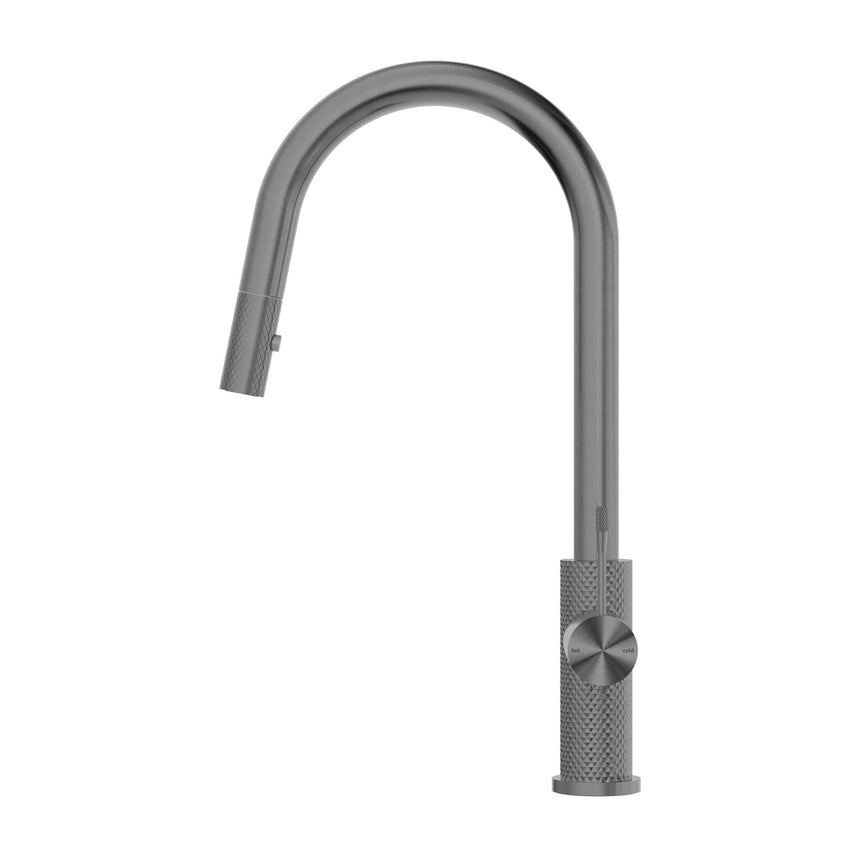 Nero Opal Pull Out Sink Mixer With Veige Spray Function Graphite Tapware Nero