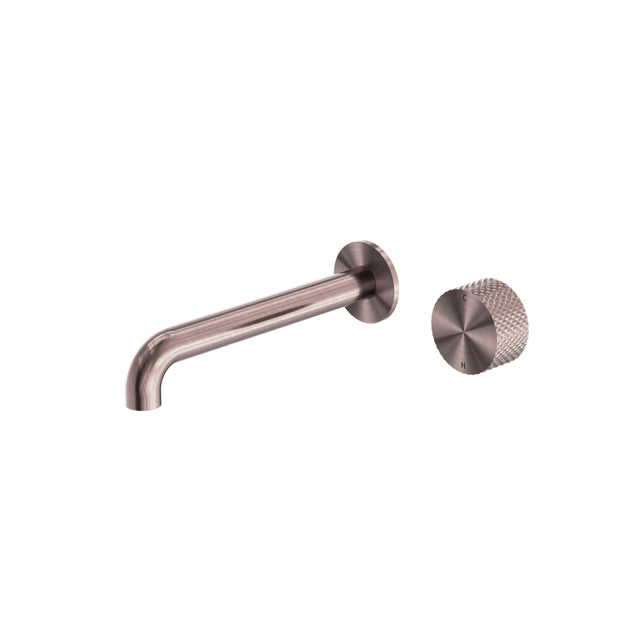 Nero Opal Progressive Wall Basin Set 230mm Spout Brushed Bronze Tapware Nero