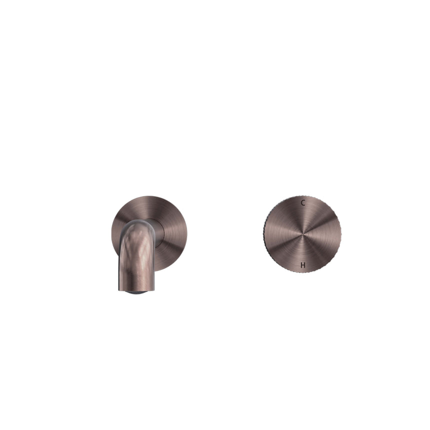 Nero Opal Progressive Wall Basin Set 230mm Spout Brushed Bronze Tapware Nero