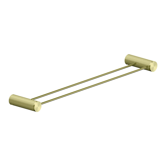 Nero Opal Double Towel Rail 600mm Brushed Yellow Gold Bathroom Accessories Nero