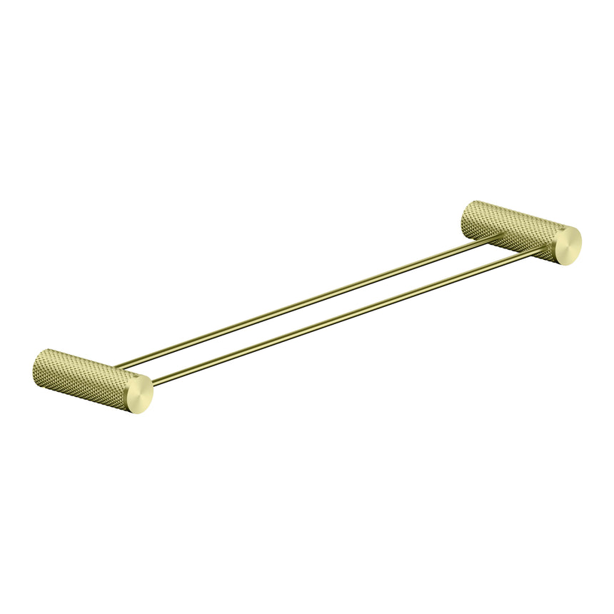 Nero Opal Double Towel Rail 600mm Brushed Yellow Gold Bathroom Accessories Nero