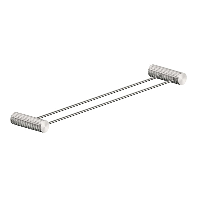 Nero Opal Double Towel Rail 600mm Brushed Nickel Bathroom Accessories Nero
