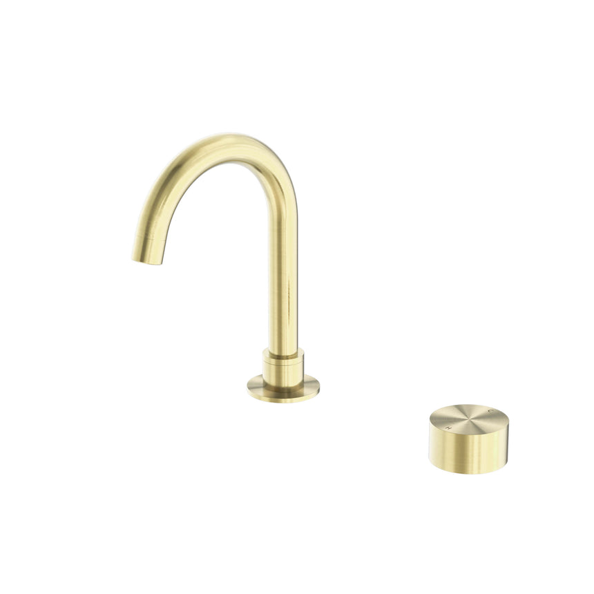 Nero Kara Progressive Basin Set Brushed Yellow Gold Tapware Nero