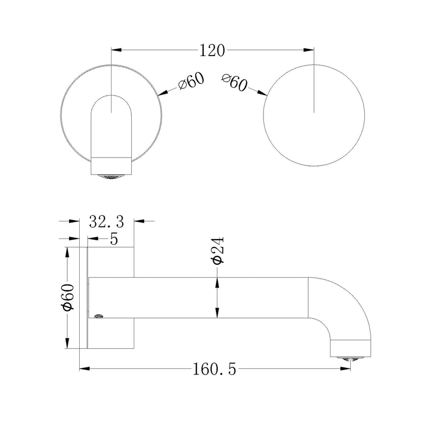 Nero Kara Progressive Wall Basin Set 160mm Spout Brushed Nickel Tapware Nero