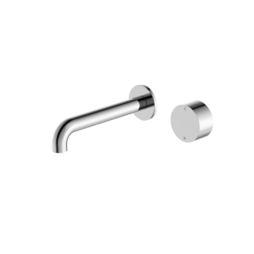 Nero Kara Progressive Wall Basin Set 160mm Spout Chrome Tapware Nero