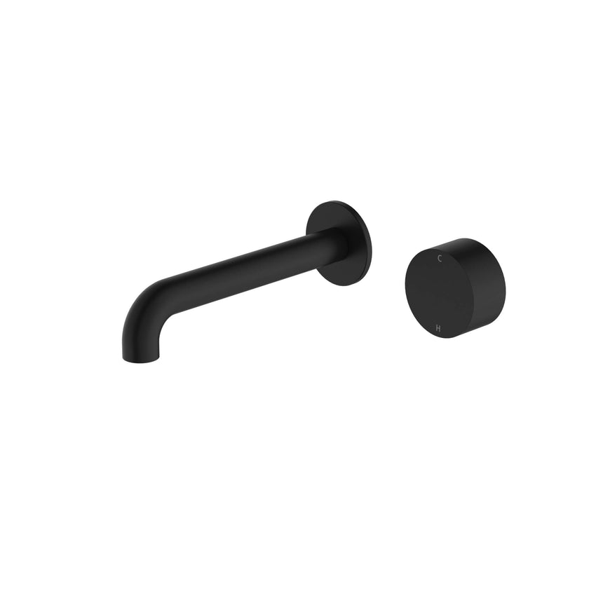 Nero Kara Progressive Wall Basin Set 230mm Spout Matte Black Tapware Nero