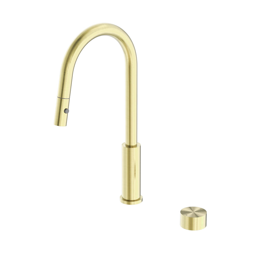 Nero Kara Progressive Pull Out Kitchen Set Brushed Yellow Gold Tapware Nero