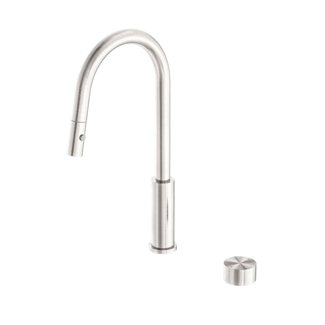 Nero Kara Progressive Pull Out Kitchen Set Brushed Nickel Tapware Nero