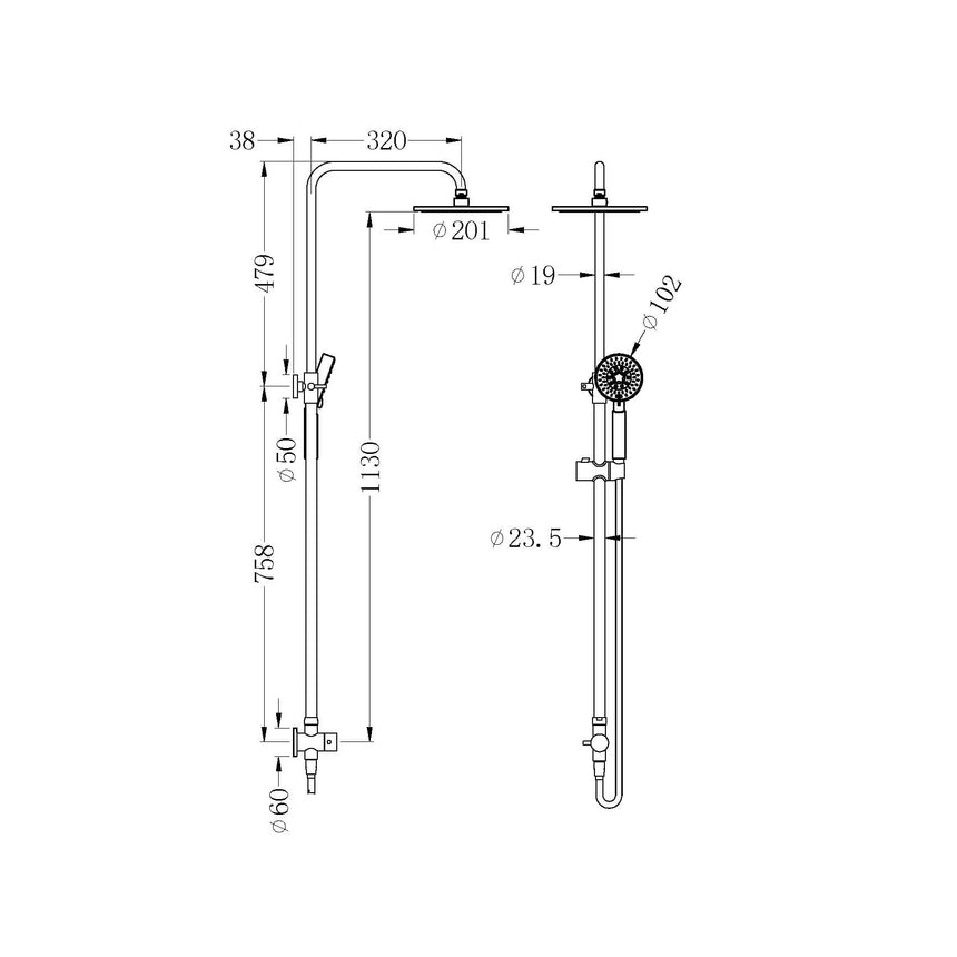 Nero Dolce Round Shower Set Chrome NR280705cbCH Shower Nero