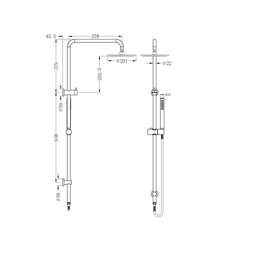 Nero Dolce Round Shower Set Chrome Shower Nero