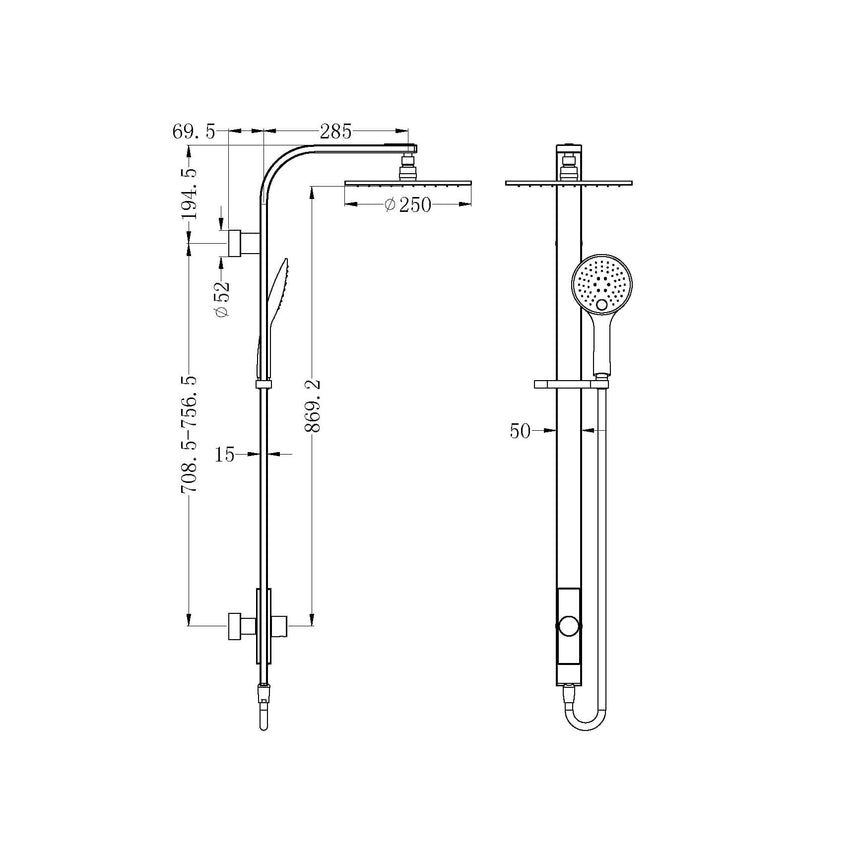Nero Rain Round Shower Set Matte Black NR281305aMB Shower Nero