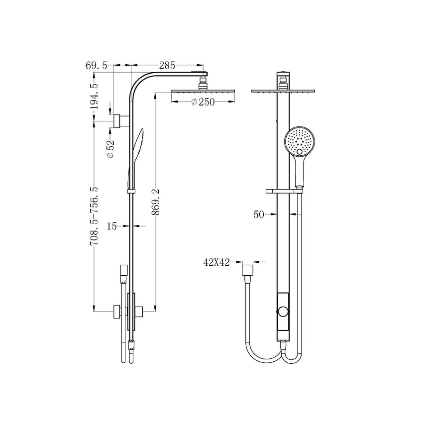 Nero Rain Round Shower Set Chrome NR281305bCH Shower Nero