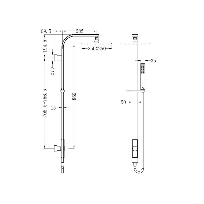 Nero Rain Square Shower Set Matte Black NR281305cMB Shower Nero