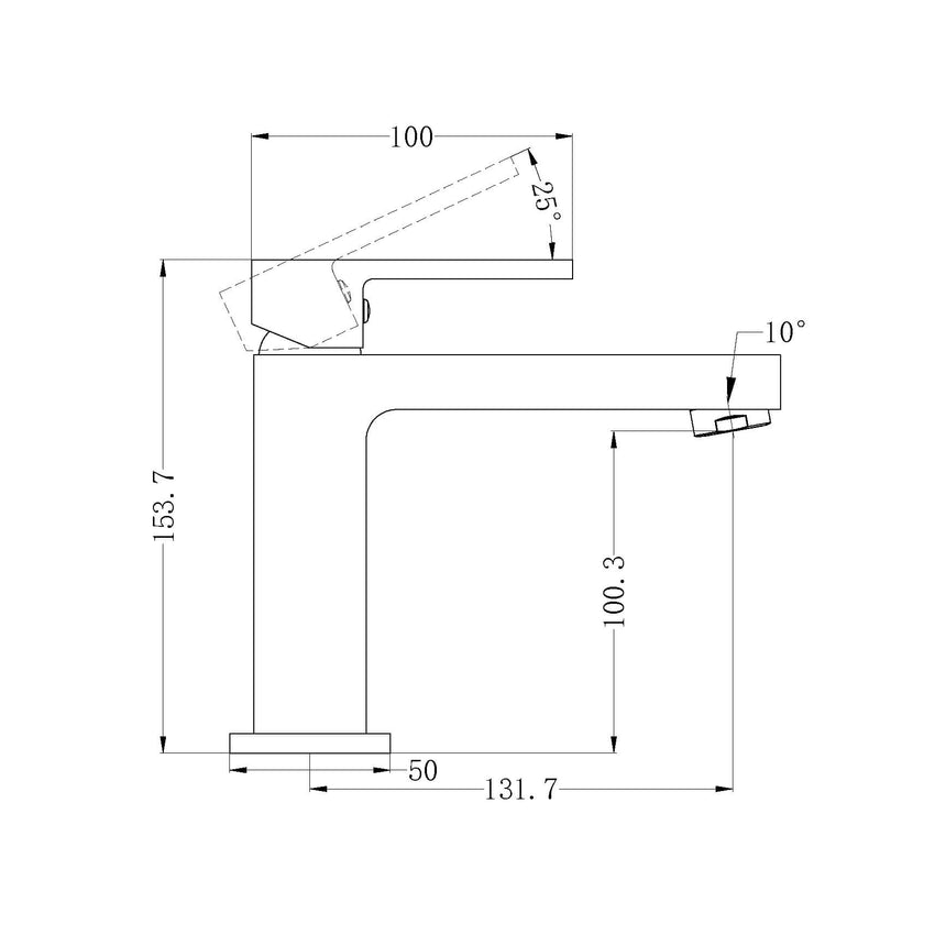 Nero Ecco Basin Mixer Brushed Nickel Tapware Nero