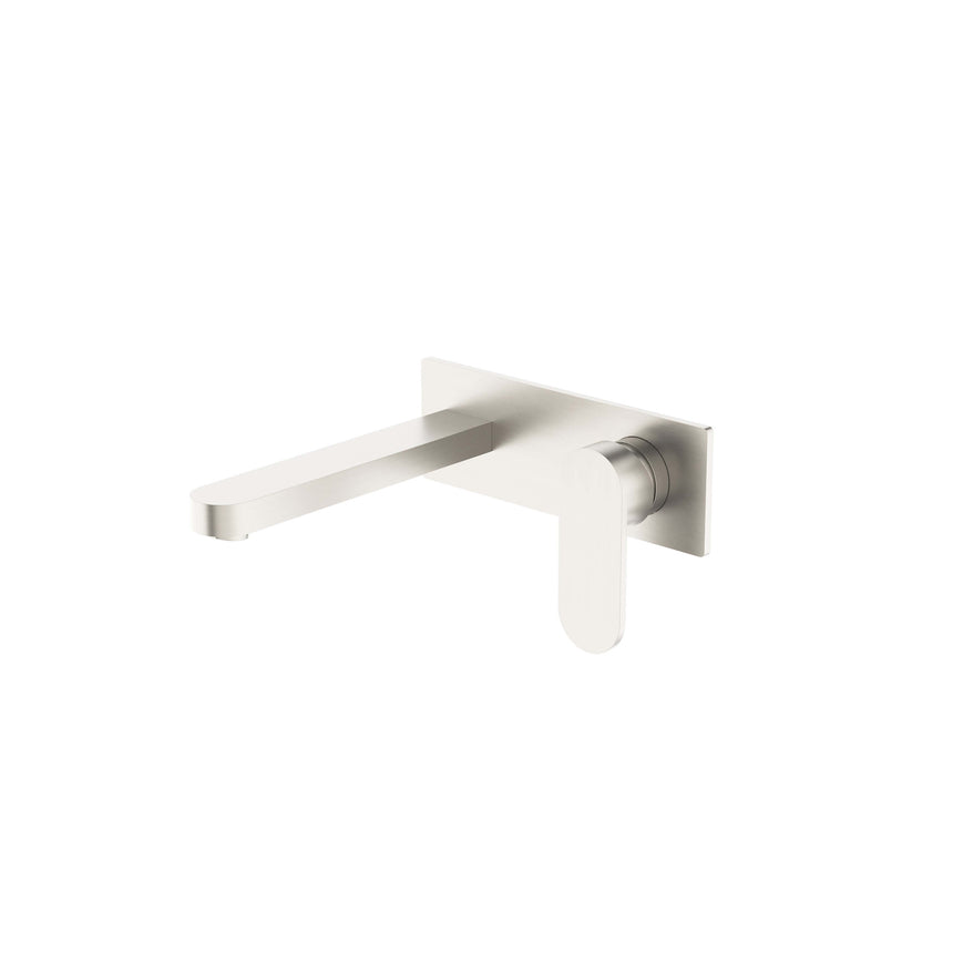 Nero Ecco Wall Basin/Bath Mixer Brushed Nickel Tapware Nero