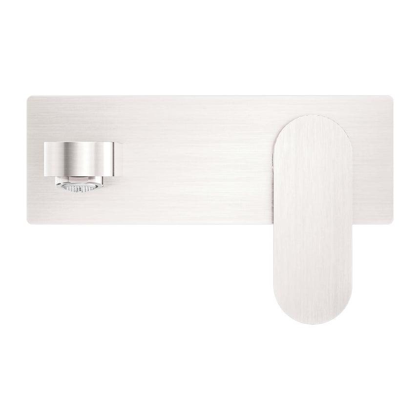Nero Ecco Wall Basin/Bath Mixer Brushed Nickel Tapware Nero