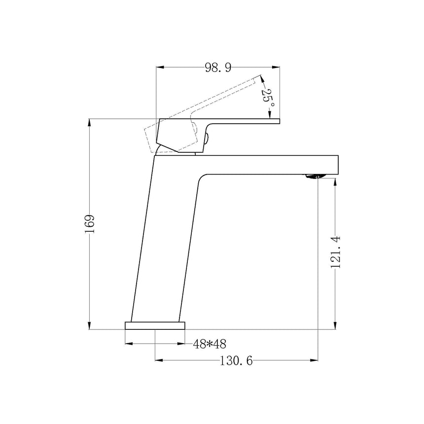 Nero Celia Angle Basin Mixer Brushed Nickel Tapware Nero